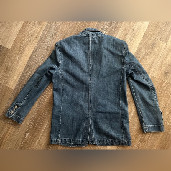 PULL & BEAR Denim Button Blazer Jacket $123 SIZE MEDIUM Spain Classic Midweight - Picture 4 of 7